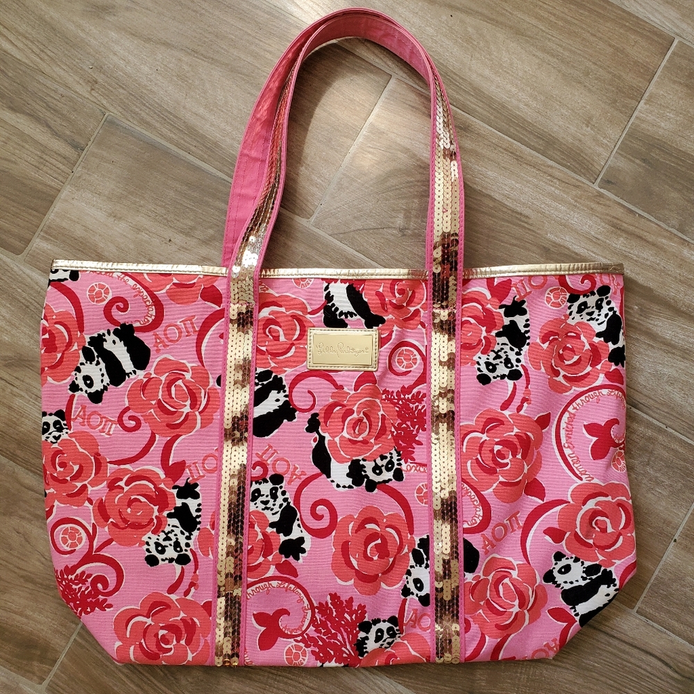 Lilly Pulitzer Alpha Omicron pi Sparkly Tote